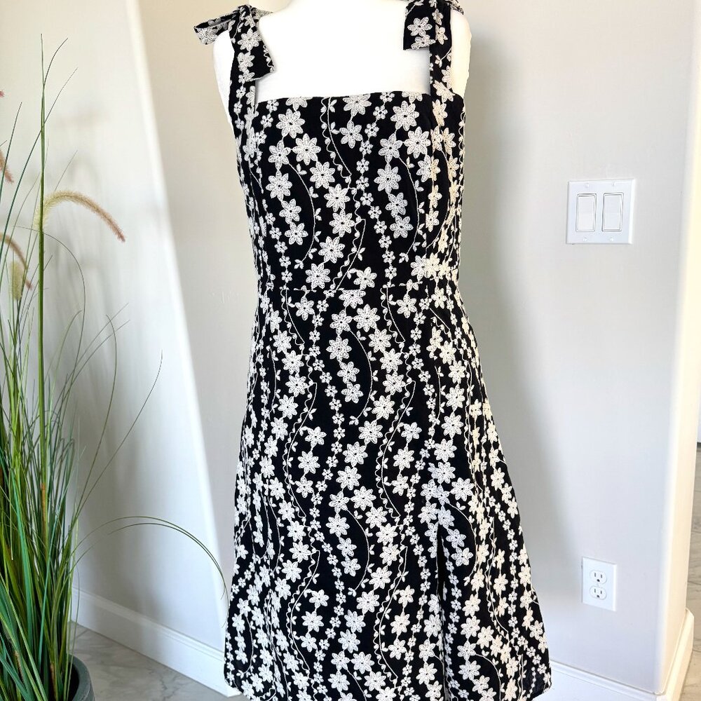 Sezane Dorotha Dress Ecru Embroidery/ Black - Size 14